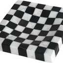 Marble Stone Black and White Checkerboard Square Small Splicing Mosaic Tray Jewelry Dish (Black and White)