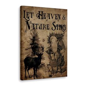 WODMIS Christmas Wall Decor, Christmas Signs Religious Framed Canvas Wall Art, Woodland Santa, vintage christmas, Farmhouse Christmas Decor For Home Kitchen, Let Heaven And Nature Sing Wall Decor 16x24