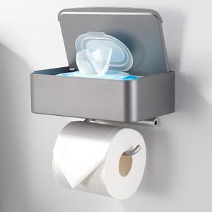 Toilet Paper Holder with Shelf,Flushable Wipes Dispenser Wall Mounted Grey Bathroom Storage Rack Hide Wet Wipes for Bathroom Washroom Toilet Paper Holder with Shelf,Flushable Wipes Dispenser Wall Mounted Grey Bathroom Storage Rack Hide Wet Wipes for Bathroom Washroom