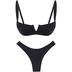 Narecte Womens Sexy Bikini Sets,Triangle Bikinis,Two Piece Swimsuit for Women,Womens Bikini Swimsuit (XL, Black)