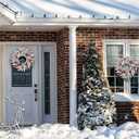 Winter Wreath, 24inch Wreaths, Artificial Wreaths for Front Door, White Faux Fir with Red Ornaments and Berries Wreaths in Autumn and Winter, Indoors,Outdoors, corridors, Offices. (White)