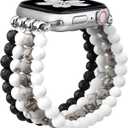 Natural Stone Bracelet Beaded-Bands Women Compatible with Apple Watch 38mm 40mm 41mm 42mm (S10/11) Feminine Cute Handmade Stretch Strap for iWatch Series 11/10/9/8/7/6/5/4/3/2/1 SE 3/2/1
