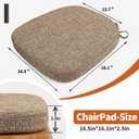 SINOSSO Thickened 2.5" Dining Chair Cushions, Soft Blended High Density Support Foam Kitchen Seat Cushions with Ties, U-Shaped Non-Slip Indoor Chair Pads, 16.5" x 16", 4 PCS, Light Brown, 16.5x 16.1x 2.5"-4pcs