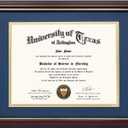 GraduationMall 8.5x11 Diploma Frame with Navy over Gold Mat or Display 11x14 Certificate without Mat,Solid Wood & UV Protection Acrylic,Cherry Finish with Gold Trim