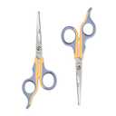 LIVINGO Professional Pet Grooming Scissors for Cats & Dogs, Titanium Coated Safe Rounded Tip and Micro Serrated Trimming Shears for Animal Face, Nose, Ear and Paw Hair, 2 Pack 6.5 inch