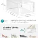 SONGMICS Shoe Boxes, Pack of 12 Shoe Storage Organizers, Stackable Clear Plastic Boxes for Closet, Sneakers, 13.1 x 9.1 x 5.6 Inches, Transparent and White ULSP12SWT