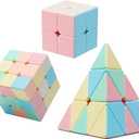 Magic Cube Set, Educational Speed Cubes 3 Pack of 2x2x2 3x3x3 Pyramid Smooth Puzzle Cube