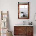 COGOOD Farmhouse Barn Door Mirror - 26 x 17 Brown