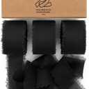 Vitalizart Black Chiffon Silk Ribbon 1" x 21 Yd Fringe Fabric Package (3 Rolls * 7 Yd) for Wedding Invitations Bridal Bouquets Decorations Gifts Wrapping & Bow Making