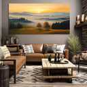 HGUAOA Nature Wall Art - Mountain & Landscape Artwork for Walls - Scenery Canvas Wall Art - Forest Painting for Living Room - Rustic Farmhouse Decor - Wall Pictures for Bedroom 2040IN