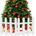 RUODON 6 Pack Thick Christmas Tree Fences White Wooden Picket Fences Tree Fence Border Decoration for Xmas Wedding Party Decor Garden Home, 15.7 x 12 Inches