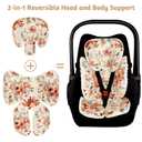 TANOFAR Infant Car Seat Head Support, Soft Baby Carseat Head & Body Support, Autumn Baby Car Seat Insert Cushion for Newborn Girls
