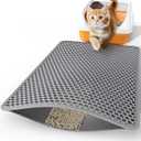 Cat Litter Mat - 30" x 24" Large Litter Box Mat with Double Layers, Urine-Proof and Non-Slip Litter Trapping Mat, Easy to Clean Kitty Litter Mats for Floor, Scatter Control, Grey (30 x 24 Inch)