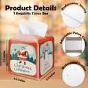 Merry Christmas Tissue Box Cover Square - Santa Claus Waterproof Tissue Holder - Facial Paper Organizer for Home Bathroom Office - Reindeer Xmas Desk Tabletop Supplies Decorative Dispenser Box - A19