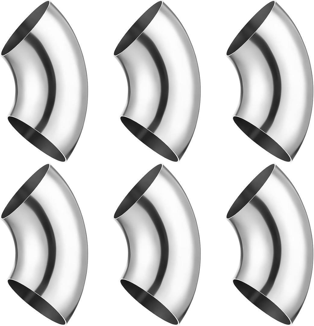 6 Pieces 3 Inch 90° Mandrel Bend Elbow SS304 Stainless Steel Pipe Elbow Thickness 16GA/. 065" Stainless Bend Tube for Modified Pipe, Stair Handrail, Pipeline Silver