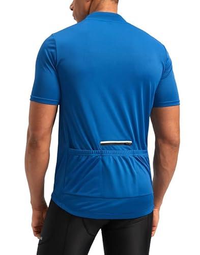 Men's Cycling Jersey Moisture Wicking Short Sleeve Half Zip Bike Road Mountain Biking Bicycle Biker Quick Dry UPF SPF Riding Sun Protection Racing Shirts for Men Zipper Pockets(Royal Blue,XL)
