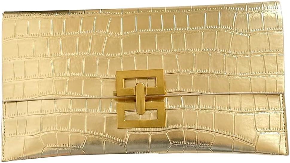 Verdusa Women's Clutch Evening Bags Trendy Envelope Handbags Metallic Purses Formal Wedding (Gold)