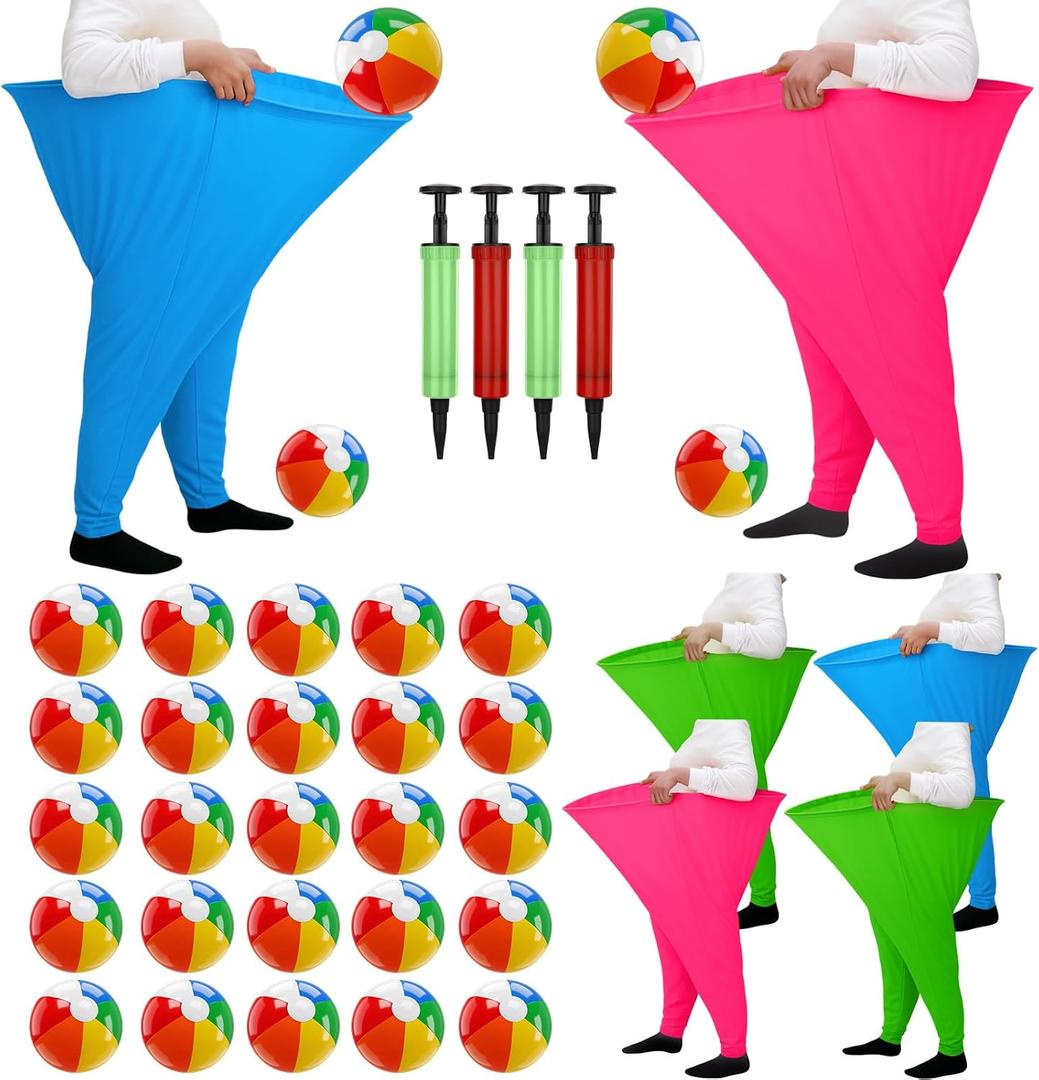 6 Sets Granny Pants Yard Activity for Adults, Giant Outdoor Party Activity with 6 Oversized Granny Pants and 30 Bouncy Balls and 4 Air Pumps, for Family Gatherings, Groups, and Backyard Party