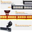 Traffic Advisor Light Bar 35'' 32 LED Emergency Strobe 21 Flash Patterns Directional Safety Warning Lights Suction Cups Cigar Lighter on Trucks Police Cars Construction Vehicles， Amber