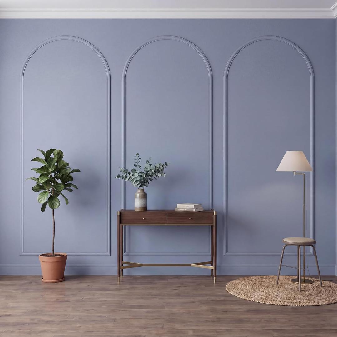 Colingmill 3 Set 32 x 78 Inch Arch Wall Molding Kit Peel Stick Arch Premade Accent Wainscoting Panel Wall Panel Decor Pre Cut Trim Kit for Home Walls Molding DIY Living Room Decor (Stylish Style)