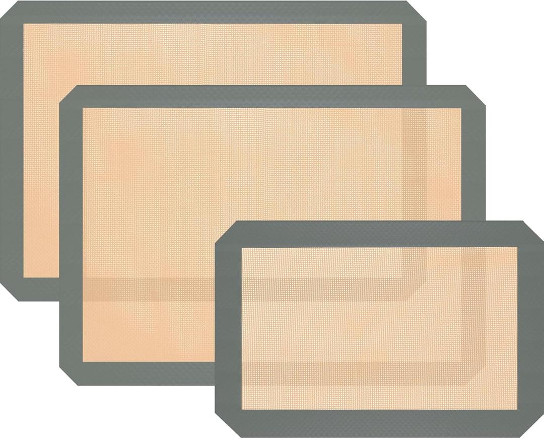 Silicone Baking Mat, 3 Pack Reusable Baking Sheet, Non-Stick  Food Safe Silicone Mats for Baking for Making Cookies Macaroons Bread, Baking Supplies  Accessories (2 Half Sheets & 1 Quarter Sheet, Gray)