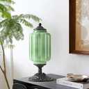 Milk Glass Table Lamp, Touch Control with USB Charging Port Vintage Bedside Desk Lamp Stepless Dimming for Bedroom Living Room Nightstand Led Bulbs Included Green