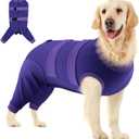 QBLEEV Dog Recovery Suit for Rear Leg, Adjustable Surgery Suit to Stop Licking After Spay or Neuter, Soft Thigh Wound Protective Long Sleeve Dog Surgical Onesie, Cone Alternative for Male Female Dogs, XXXL