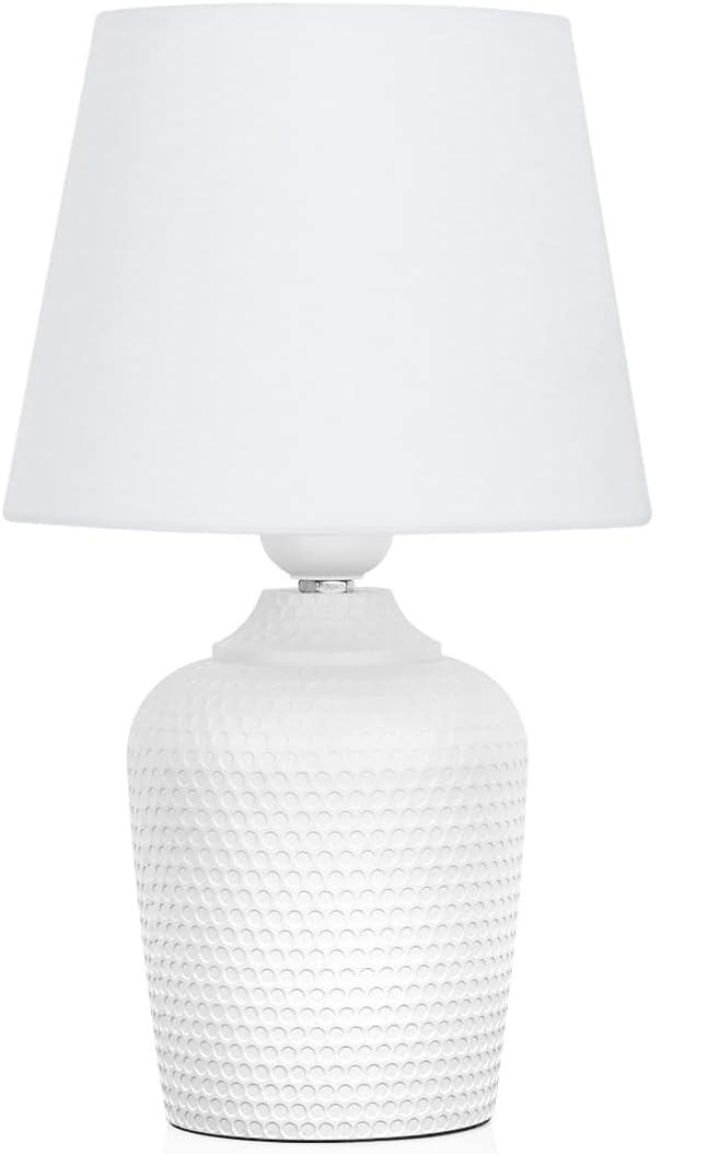Sucolite Small 11.8" Table Lamps Set of 1, Bedside Nightstand Lamps for Bedroom Kid’s Room, Cute Desk Lamps with Studded Texture Base for Reading Nursery Living Room Office, White