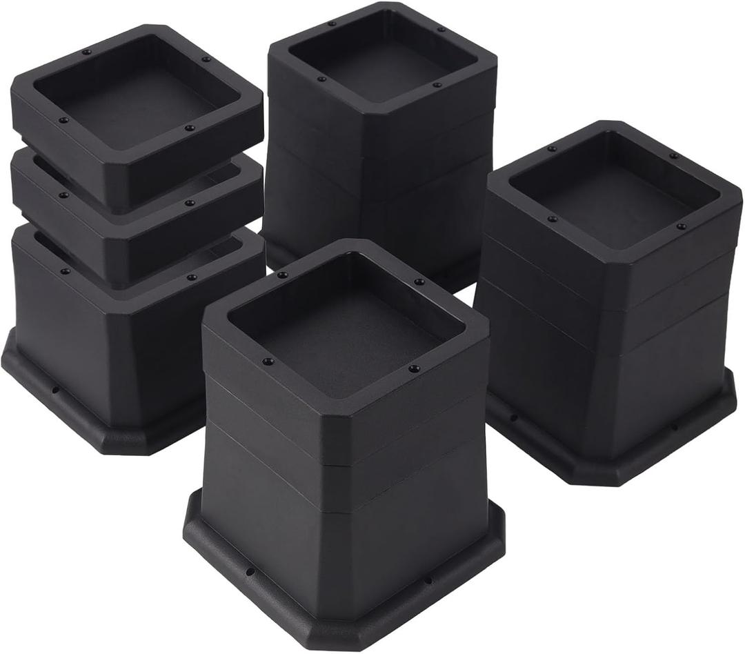 BTSD-home Bed Risers 2, 3 or 4 Inch Heavy Duty Furniture Risers Adjustable Dorm Bed Lifts Risers Table Desks Legs Blocks 4 Pack Black (2,3,4 Inch)