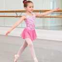 Idgreatim Girls Gymnastic Leotard Ballet Dance Dress Outfit with Removable Skirt Hair Scrunchie Combo 4-11 Years (Pink White)