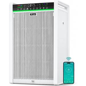 FreAire HEPA Air Purifier for Home Pets and Large Room, Pet Mode, Washable Pre-Filter, PM2.5 Display, WiFi App, Pure White