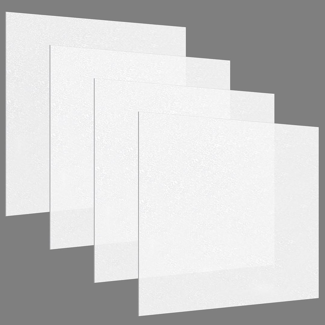 Pushglossy 4 Pack 22.5" x 22.5" x 0.08" Frosted Fluorescent Light Diffuser Panels, Translucent Polystyrene Sheet Replacement for 2x2ft Drop Ceiling Lights for Classroom Office Home