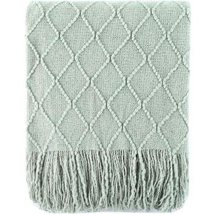 BATTILO HOME Sage Green Throw Blanket for Couch, Boho Bed Throws for Home Decor, Light Blue Throw Blanket for Sofa Living Room, 50"x60"