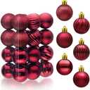 JOIEDOMI 24 Pcs Burgundy Red Christmas Balls Ornaments Set, 1.6" Small Shatterproof Christmas Tree Ornaments, Xmas Hanging Balls Decorations for Tree Wreath Garland Holiday Wedding Party Indoor Decor