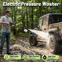 High Pressure Washer with Foam Cannon - Home Power Washer for Cars, Driveway, Patios & Decks (Light Gray.)