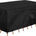 OutdoorLines Outdoor Waterproof Patio Table Furniture Set Covers - Rectangle Couch Sectional Cover Outside Weatherproof Patio Furniture Covering for Deck, Lawn and Backyard 126"L x 126"W x 32"H, Black