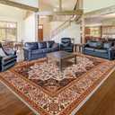 Area Rug for Living Room, 5x7Ft Machine Washable Orange Rugs for Bedroom, Non-Slip Vintage Carpet for Office Dining Room Nursery Farmhouse
