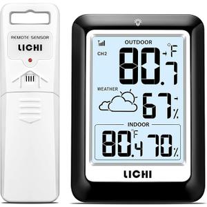 Indoor Outdoor Thermometer Wireless Weather Station, Internal External Thermometer Hygrometer, Home Batteryoperated Temperature Humiditymonitors330 Feet (About 100 Meters) Backlight Display