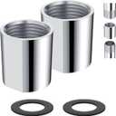 iFealClear 2PCS Brass Pipe Fitting, Shower Coupling, G1/2 x G1/2 Female Thread Converter Adapter for Bathroom Pipes, Hose Extender,Home Plumbing, Extra Washer, Chrome