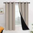 Yakamok 100% Blackout Curtains 63 Inches Long, 2 Thick Layers Heat and Full Light Blocking Soft Thermal Insulated Drapes for Bedroom(42" Wide Each Panel, Greyish White, 2 Panels)