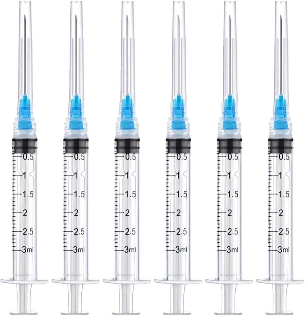 10 Pack 3ml/cc Disposable Luer Lock Lab Syringes with 23Ga 1.5 Inch Needle , Individually Sealed Packed