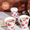 Upper Midland Products [100 Sets] 12 oz Double Wall Insulated Disposable Hot Chocolate Cups and Lids - Recyclable To Go Hot Cocoa Christmas Cups