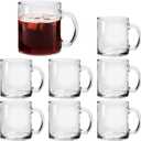 Accguan Glass Coffee Mug Set, (8 Pack) 12 Ounce with Convenient Handle, Tea Glasses for Hot/Cold Beverages, Thermal Shock Resistant, Tempered Glass, Mugs for Cappuccino, Latte, Espresso
