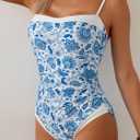 B2prity One Piece Swimsuit for Women Tummy Control Slimming Bathing Suit Color Block Swim Suit Modest Swimwear (L)