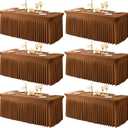 6 Packs Brown Spandex Tableclothes for 8 Foot Rectangle Tables, Wrinkle Free 8ft Fitted Table Cover Stretch Table Cloth Desk Skirt for Weddings Baby Shower Birthday Party Banquet Decorations