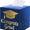 SMABIDEN Graduation Card Box Holder, 2025 New Congrats Grad Foldable Cardboard Decorations Box for Graduation Party Decoration and Grad Parties (Royal Gold)