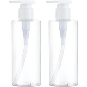 Plastic Pump Bottle Dispenser, BPA-Free Clear Refillable Empty Containers,2 Pack Portable Hand Pump Bottles Dispenser for Lotion Shampoo Conditioner (6.7oz)