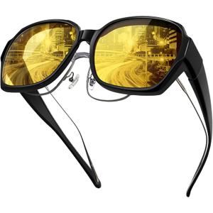 2 x Night Vision Glasses for Driving, Anti Glare Polarized Driving Sunglasses UV Protection Eyewear for Men and Women