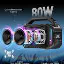 ANCOON Speakers Bluetooth Wireless: 80W(Peak) Loud Speaker with Bass, 20H Playtime, IPX6 Waterproof, Large Jobsite Speakers for Work, Outdoor, Workshop, Garage, Portable Speaker with TWS (Black)