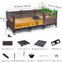 Large Tortoise Habitat Tank with Drainage & Glass Pool,Turtle Habitat Tank,Indoor/Outdoor Reptile Habitat,Aquatic & Terrestrial Turtle Terrarium with Wheels,Ideal for Pet Turtles,Reptile Enclosure